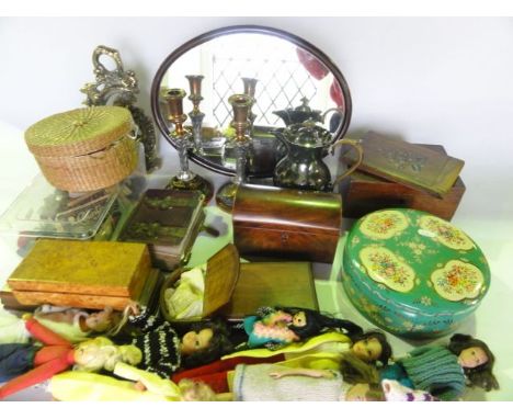 A miscellaneous collection to include a quantity of ladies vintage silk scarves, a good quality 19th century walnut glove box
