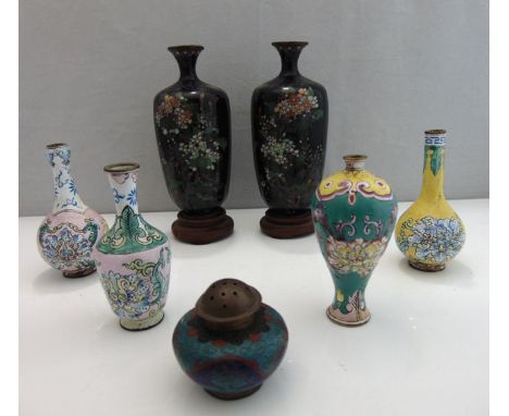 A collection of miniature cloisonne and enamel vases (7)