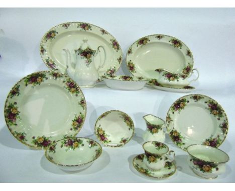 A quantity of Royal Albert Old Country Roses pattern dinner and coffee wares comprising two oval graduated meat plates, a pai