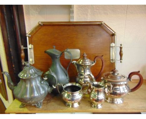 A three piece tea set comprising teapot, hot water pot, two handled sugar basin and milk jug, all by Garrard & Co, 112 Regent