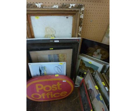 An extensive collection of pictures and prints including a German coloured screen type print after Erling Juhl showing a fish