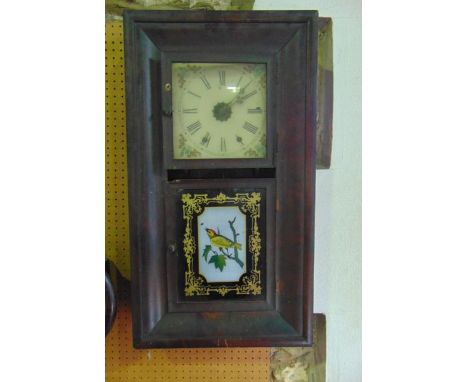 An American wall clock in ogee case by Jerome & Co of Newhaven, Connecticut with eight day striking movement, glazed panel sh