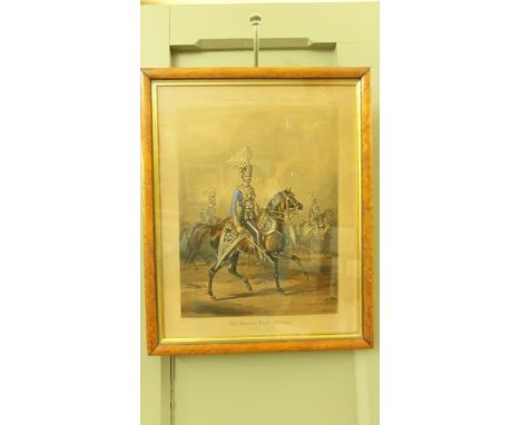 A 19th century coloured print Ackermann's costumes of the Indian Army, plate number 32, The Madras Light Cavalry, drawn by Ma