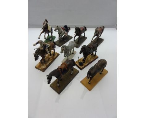 Nine Airfix models of horses with naturalistically painted finishes to include a model accomodating George Washington, togeth