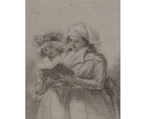 Attributed to John Raphael Smith (1751-1812) Two young women readingblack, red and white chalks 25 x 19cmCondition ReportFram