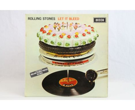 Vinyl - Rolling Stones Let It Bleed on Decca SKL 5025 stickered sleeve with poster and blue stereo inner, sleeve vg+, inner v