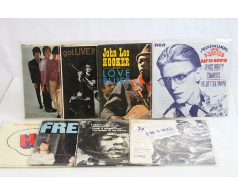Vinyl - Collection of 8 Rock Eps to include The Rolling Stones Got Live and 5 x 5, John Lee Hooker, David Bowie, Free, Jimi H
