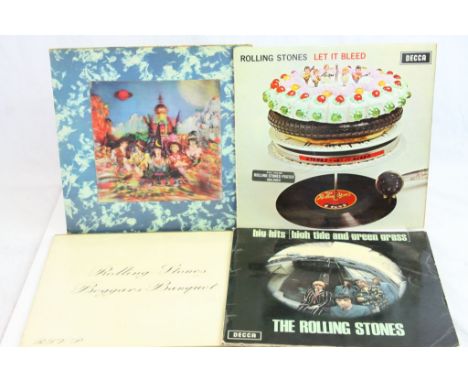 Vinyl - Rolling Stones collection of four LPs to include Let It Bleed, stickered sleeve, no poster, mono, Satanic Majesties, 
