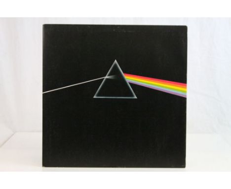 Vinyl - Pink Floyd Dark Side of The Moon LP on Harvest SHVL 804 first press release, gatefold sleeve, solid light blue triang