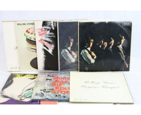 Vinyl - Rolling Stones collection of 9 LPs to include self titled x, No 2 with blind man text, Sticky Fingers, Let It Bleed, 