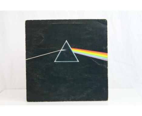 Vinyl - Pink Floyd Darkside of The Moon SHVL804 first pressing, light blue triangle centre matrixes A2 and B2, black inner, o