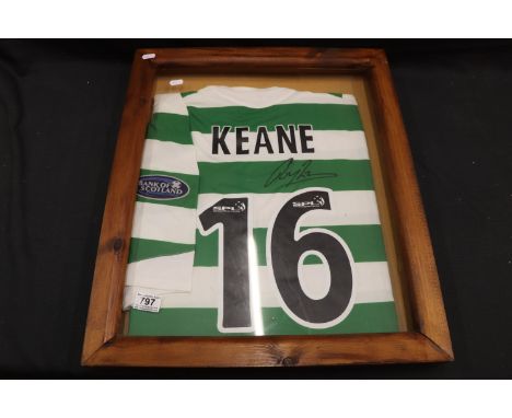Football autograph - Roy Keane, a framed and plastic glazed signed No.16 Celtic shirt, approx 50cm x 59cm