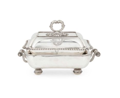 Y A George III tureen and cover Benjamin Smith II & Benjamin Smith III, London 1817 (to cover and dish), of moulded rectangul