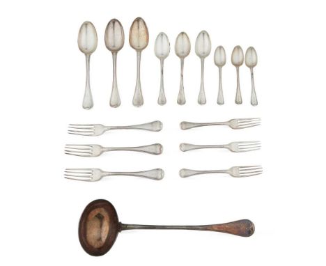 A matched set of mid 19th-Century flatware predominantly William Eaton, London 1837 and Elizabeth Eaton, London 1848, compris
