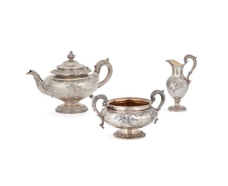 Y A late William IV/ early Victorian matched three-piece tea service Elder & Co, Edinburgh 1834 and Robert Gray and Sons, Gla