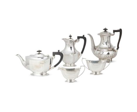 A 1930s three-piece tea service Frank Cobb &amp; Co Ltd, Sheffield 1932, comprising a teapot, twin handled sugar basin and a 