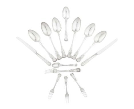 A collection of William IV King's pattern flatware predominantly WB, London 1832, comprising, one table fork, three dessert f