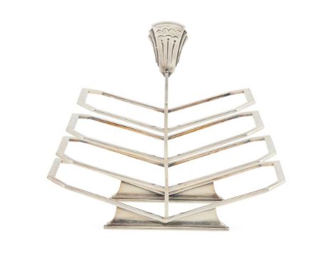 A 1940s toast rack Robert Edgar Stone, London 1946, of geometric outline, formed of four stepped angled divisions each fannin