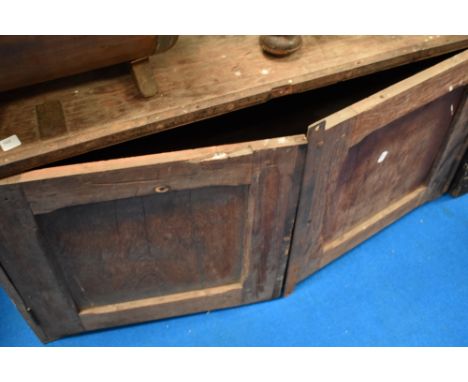 A vintage storage chest having doors to front, and metal reinforcing width approx. 106cm