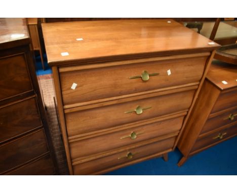 A vintage chest of four stylised drawers, stamped Knechtel, dimensions approx W83 H105cm