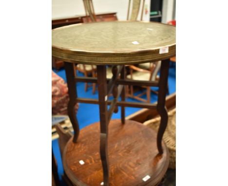 A vintage Anglo Indian style brass top occasional table