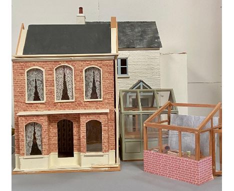 Two vintage dolls houses, along with two green houses AF