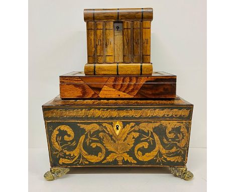 A tea caddy and two other boxes