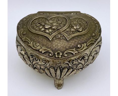 A Japanese white metal trinket box 