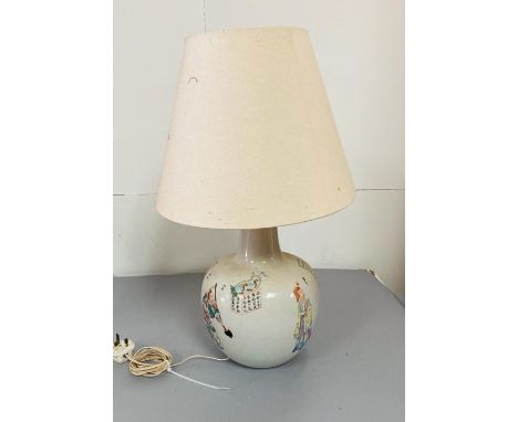 An oriental theme gugglet vase table lamp with markers mark to base (H40cm)