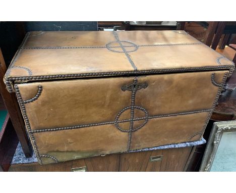 A Leather trunk with stud work
