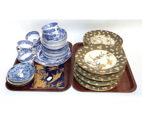A Royal Worcester aesthetic period dessert service; Copeland Spode Italian scene china etc (two trays)