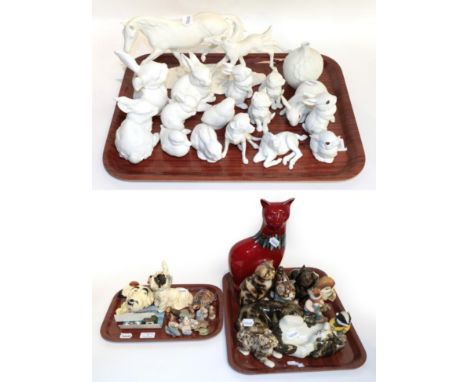 Kaiser porcelain animals; Wade miniature Thomas and Percy; Poole pottery cat; Winstanley cats etc The large horse group with 