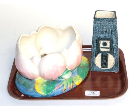 A Troika coffin vase; and a Clarice Cliff planter (2)The Clarice Cliff planter with some small scuff marks otherwise in good 