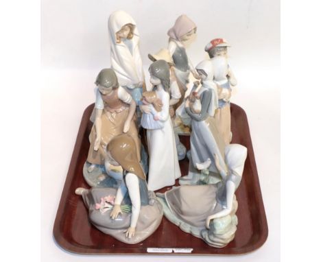 Ten Lladro and Nao figures 