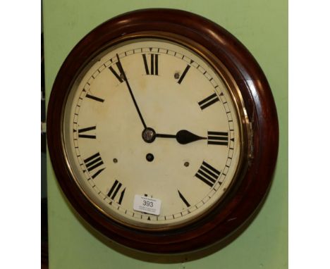 A railway wall timepiece, back of the dial inscribed ''B R (NE)'' number 5974, movement backplate stamped NER and numbered 12