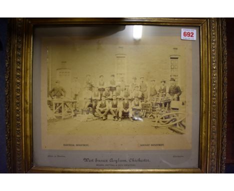 WEST SUSSEX ASYLUM, CHICHESTER:&nbsp;original albumen print photograph of the electrical and sanitary department staff of Wes