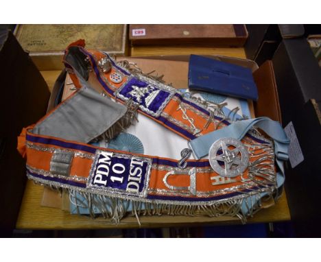 ORANGE ORDER:&nbsp;a small collection of regalia and paperwork relating to the Orange Order, mid c20, to include sash band be