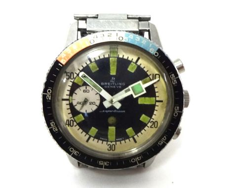 Breitling Super Ocean. A stainless steel gentlemans manual wind Wristwatch, circa 1963, inner case 387551, outer case 1382222