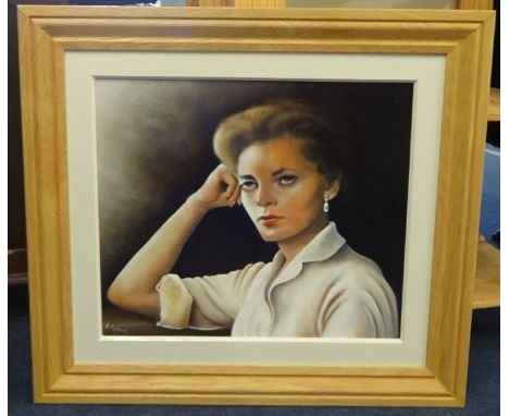 ARTHUR RODMELL (current Plymouth artist) oil on board 'Portrait of the Actress Lauren Mc Call', signed, 45cm x 52cm,
