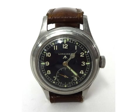 Longines. A stainless steel manual wind military Wristwatch, reference 23088, case number 4388, movement 6968422, circa 1950.