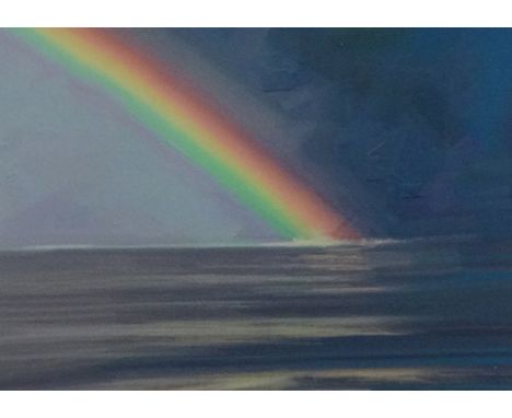 RICHARD LANNOWE HALL mixed media on paper 'End of The Rainbow', 24cm x 18cm