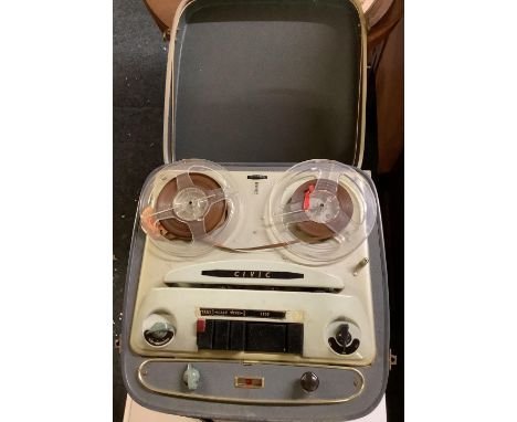 VINTAGE CIVIC PORTABLE REEL TO REEL TAPE RECORDER