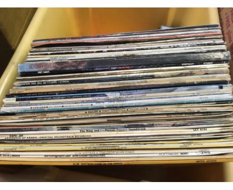 BOX OF VINYL SINGLES/LP'S ROCK/POP/COUNTRY &amp; WESTERN INCL; BOB DYLAN / WHAM