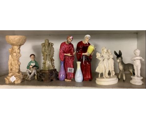 SHELF OF VARIOUS FIGURINES