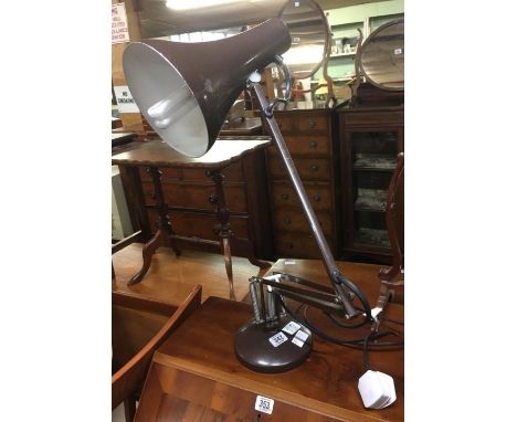 BROWN METAL ANGLE POISE LAMP &amp; SHADE