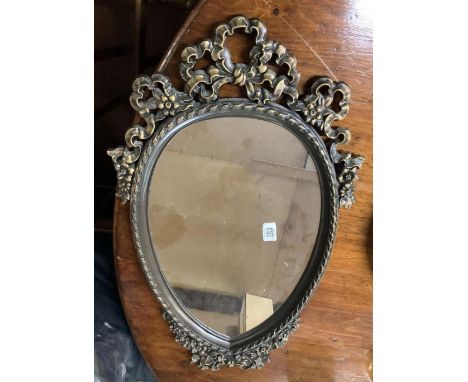 WICKER HAMPER (EMPTY) &amp; ORNATE GILT FRAMED WALL MIRROR 