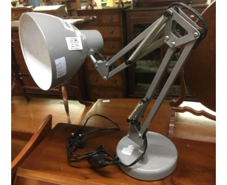 GREY METAL ANGLE POISE STYLE LAMP &amp; SHADE
