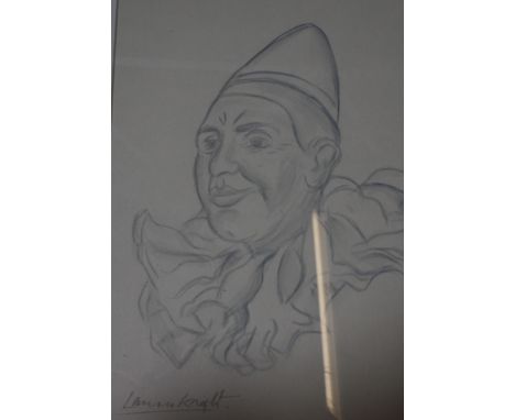English School (Early 20th Century) Portrait of a clown Pencil drawing Signed lower left Laura Knight 28cm x 18.5cm; And a ph