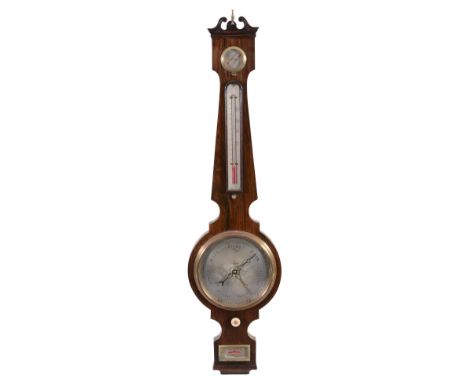 A Victorian rosewood mercury stick barometer, unsigned, mid 19th century, the 8 inch circular silvered register centred with 