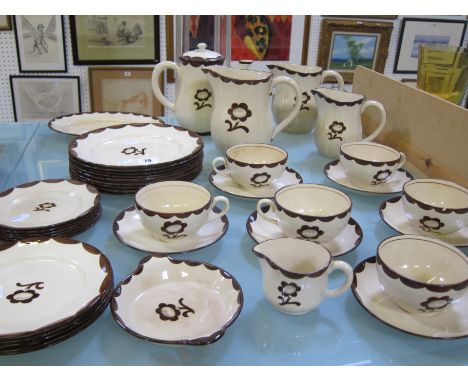 A Swedish Gustavsberg PYRO part tea and dinner service, floral decorated 